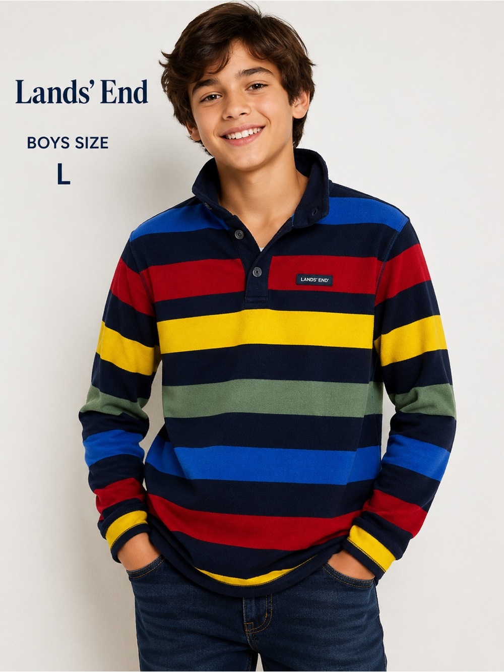 Lands' End Multicolor Striped Pullover/ Boys size L